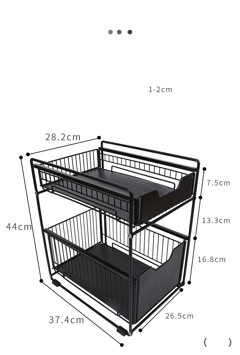 Under The Kitchen Sink Storage Rack Drawer Type Can Be Pushed and Pulled Under The Cabinet Telescopic Double Shelf